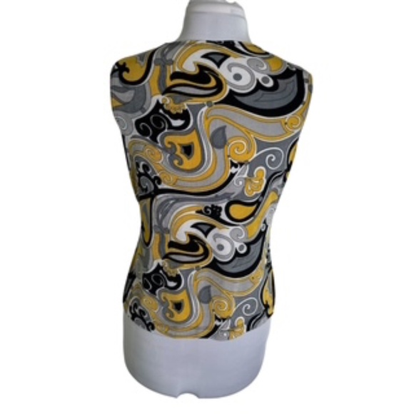 No Brand Label Round Neck Paisley Print Black/Gray/Gold Shell Top Size L - Picture 5 of 5